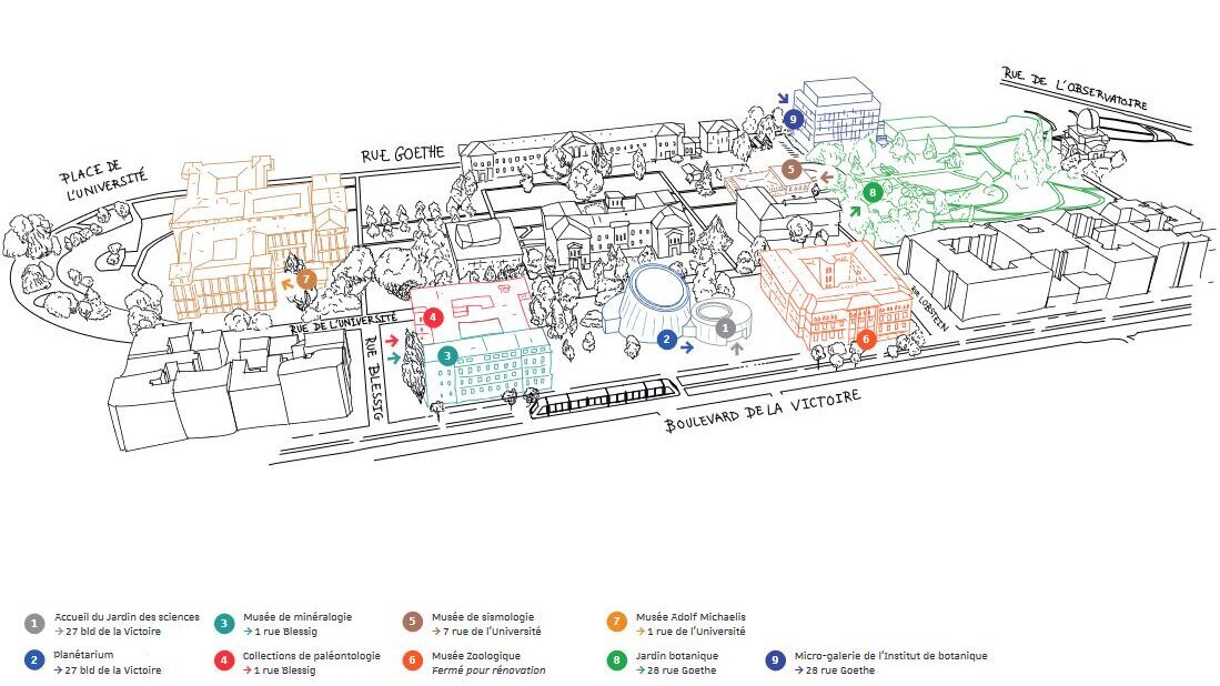 Plan du quartier culturel du Jardin des sciences