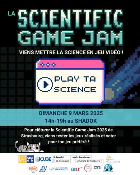 Affiche de la Scientific Game Jam à Strasbourg